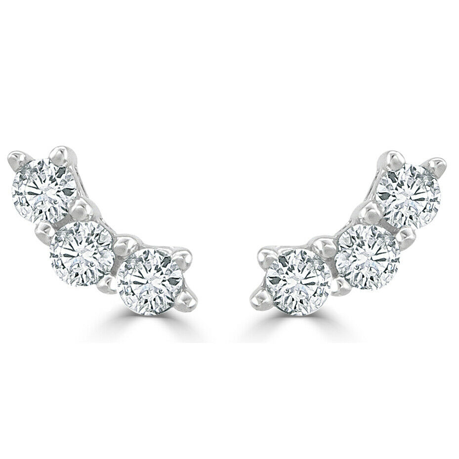 True 14k White Gold  Diamond Stud Earrings