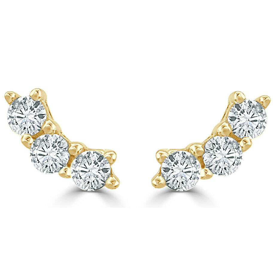 True 14k Yellow Gold  Diamond Stud Earrings