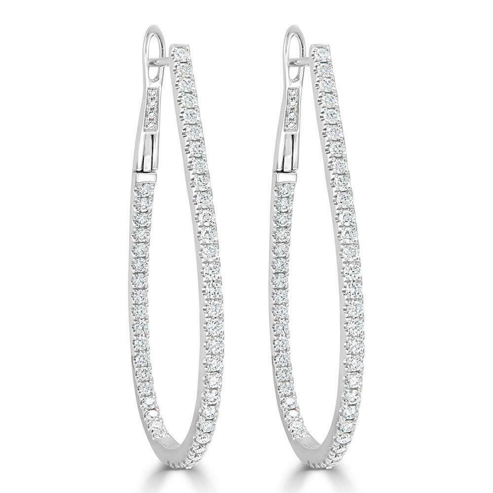 True Inside Out Diamond Hoop Earrings in 14KT White Gold