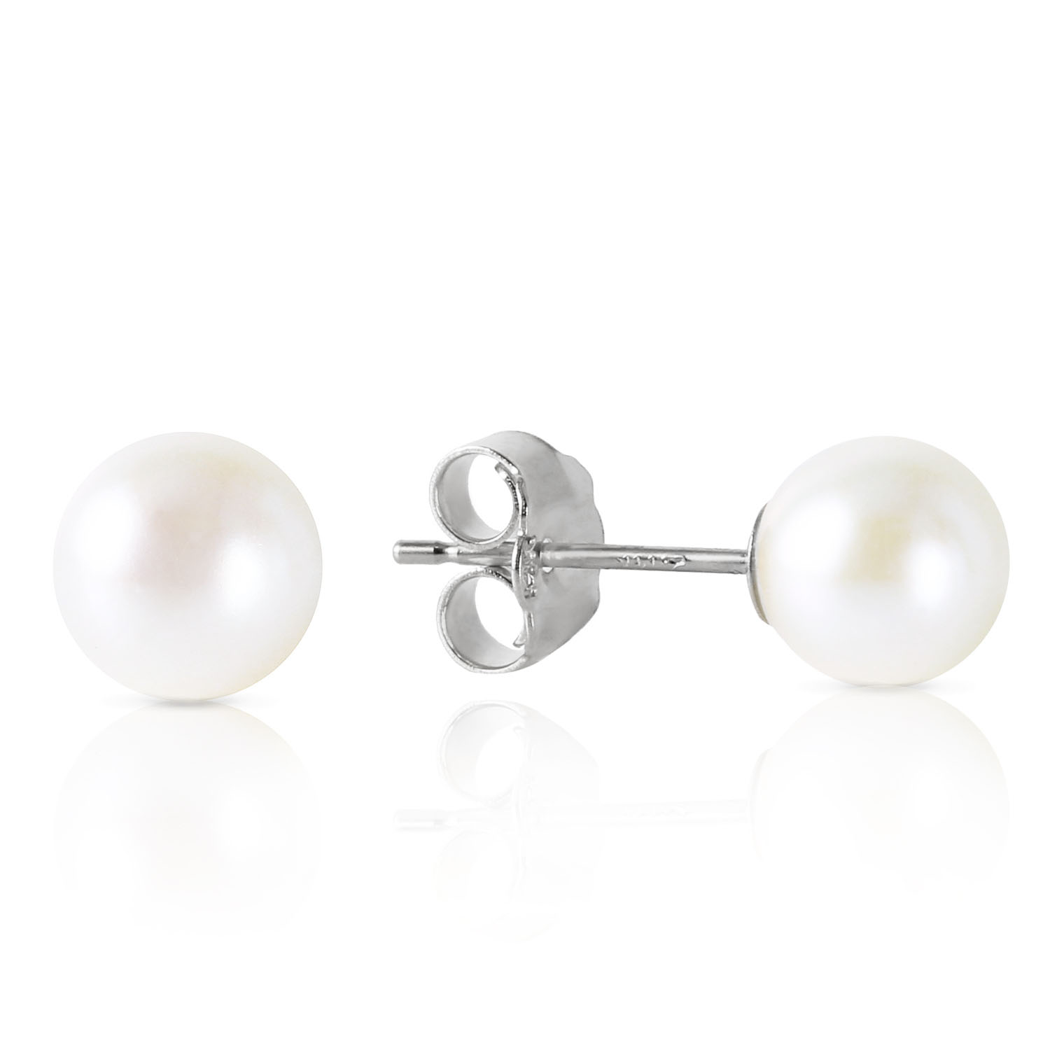 4 CTW 14K Solid White Gold Stud Earrings Natural pearl