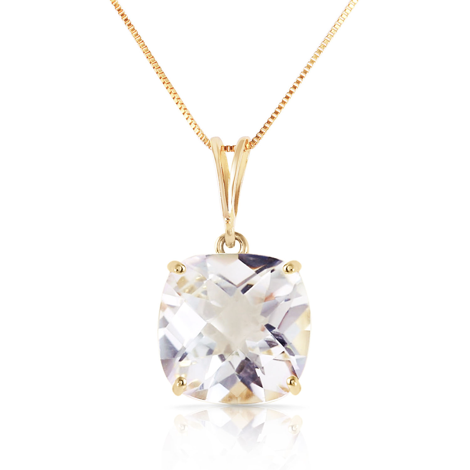 3.6 CTW 14K Solid Gold Necklace Natural Checkerboard Cut White Topaz
