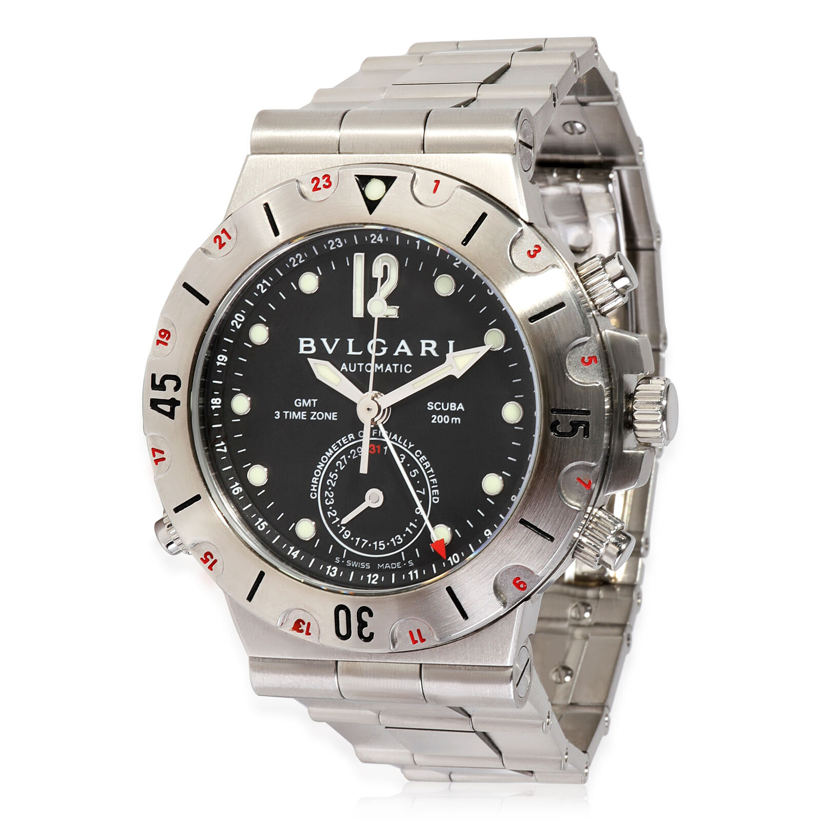 Bulgari Diagono Scuba GMT Men's Watch in  Stainless Steel