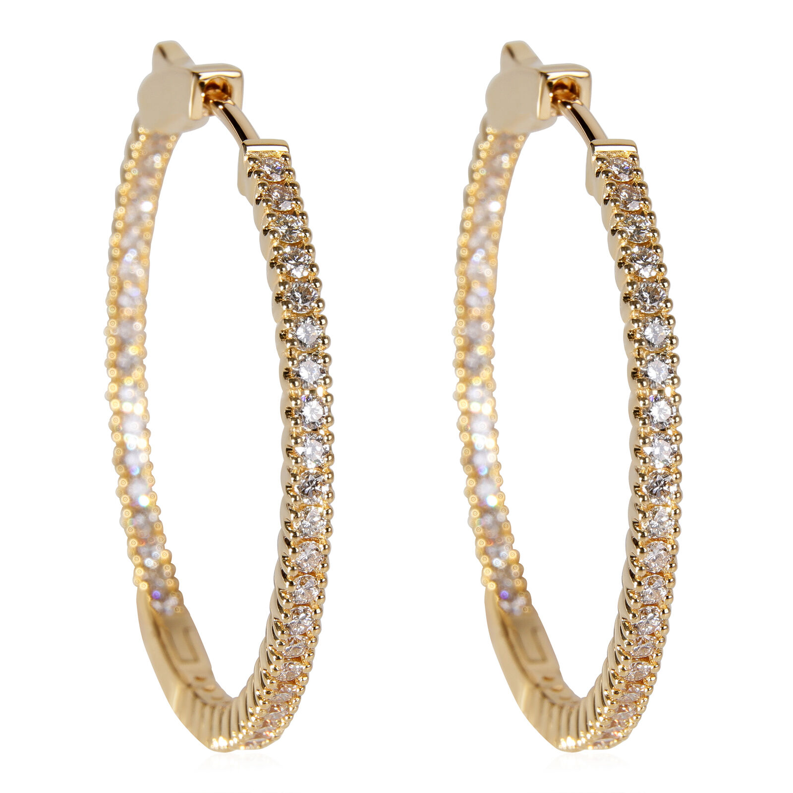 True Diamond Inside Out Hoop Earring in 18K Yellow Gold (1 CTW)