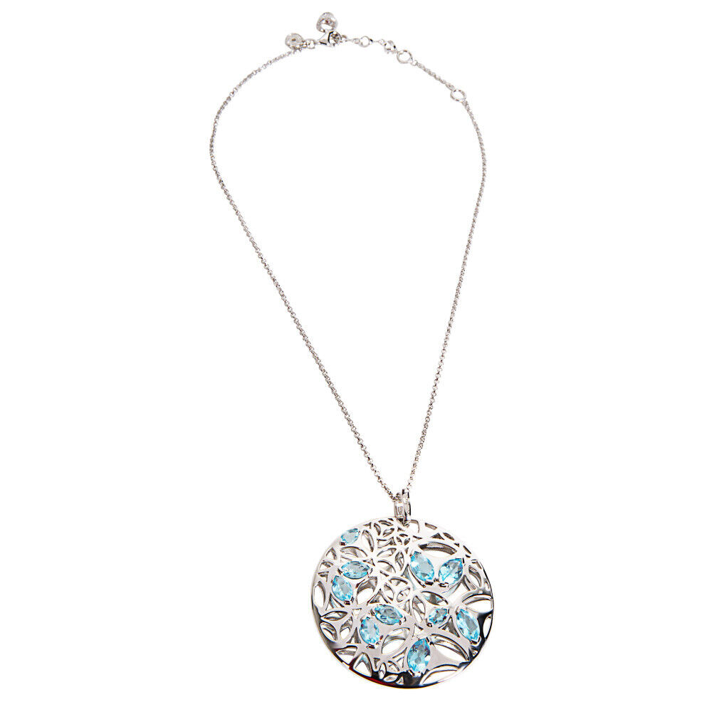 BRAND NEW Di Modolo Blue Quartz Necklace in Plated Rhodium MSRP