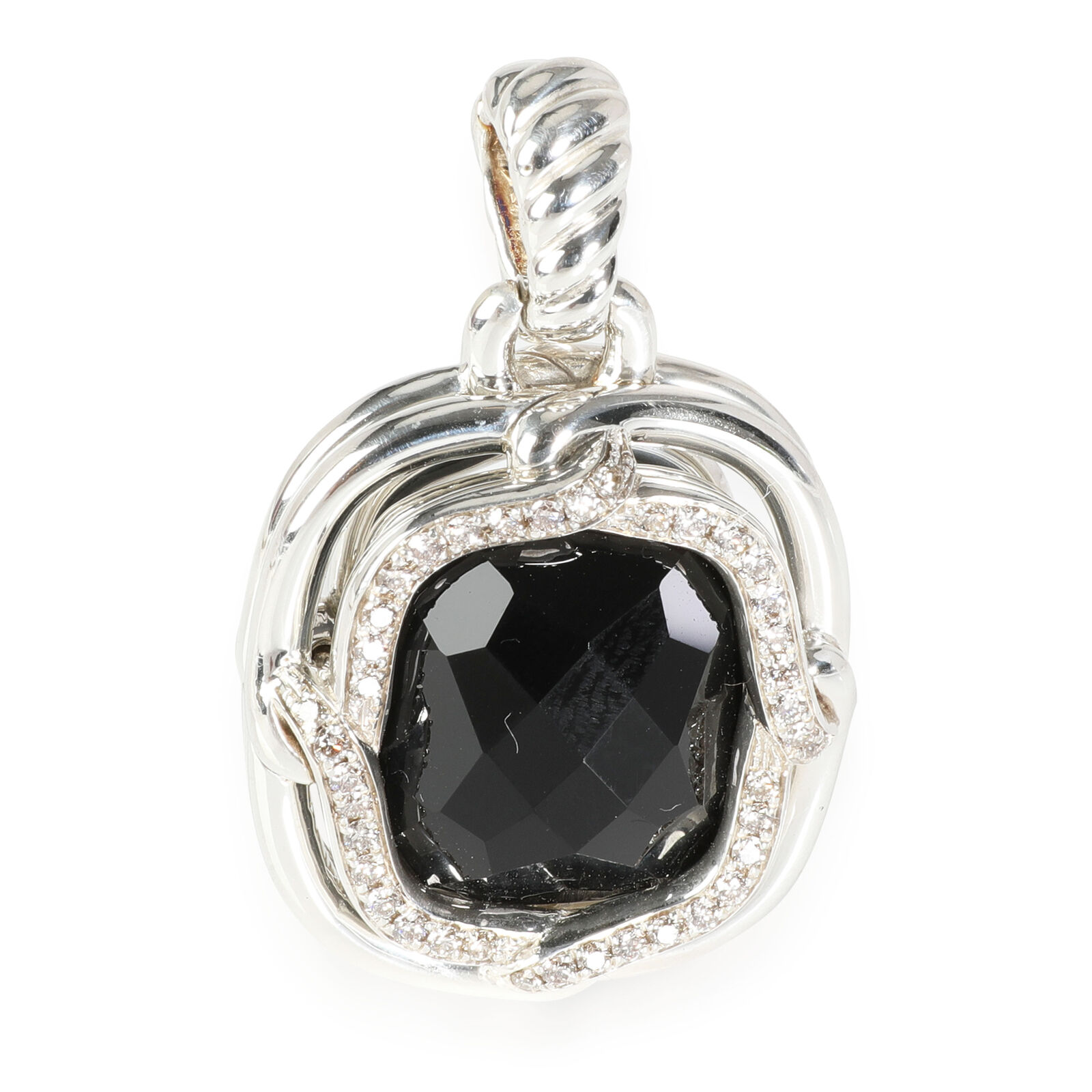 David Yurman Labyrinth Onyx Diamond  Pendant in  Sterling Silver