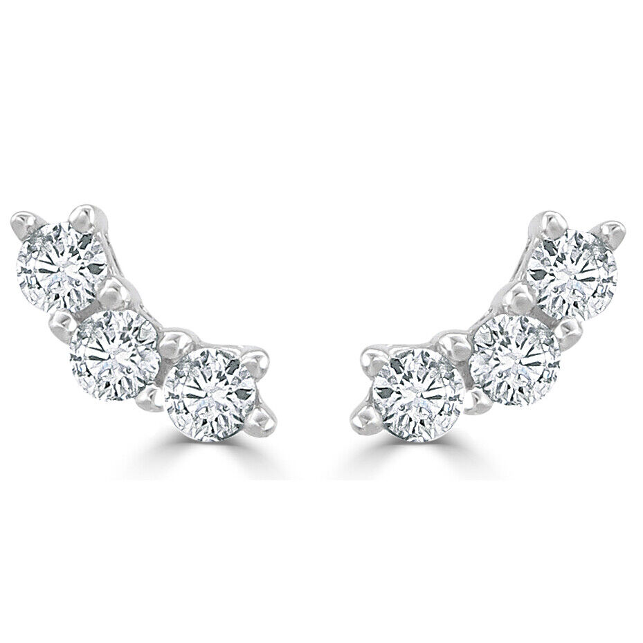 True 14k White Gold  Diamond Stud Earrings