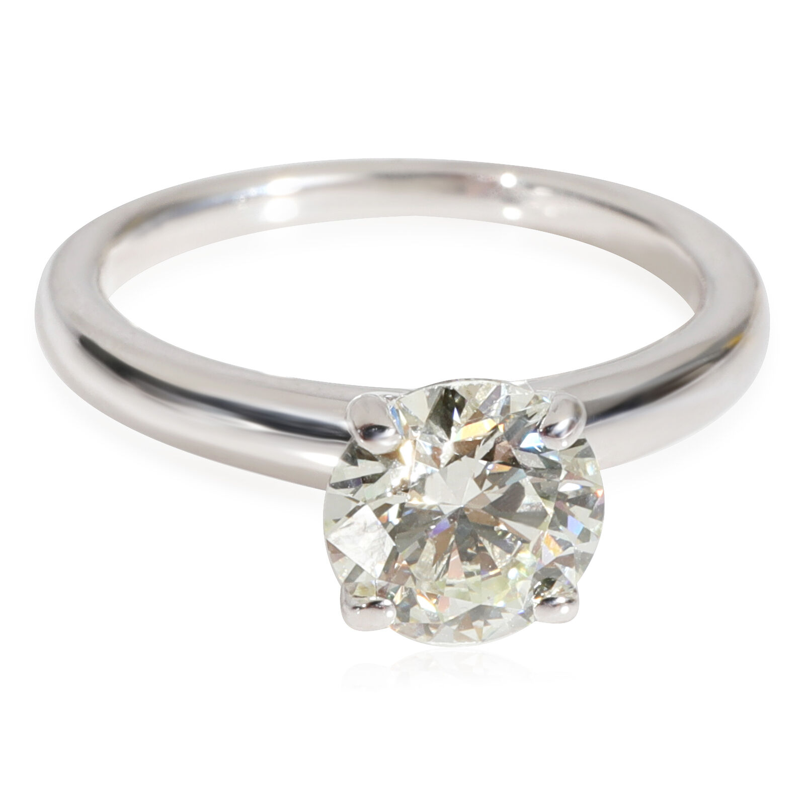 18K White Gold 4 Prong Light Green/VVS2 Solitaire Ring