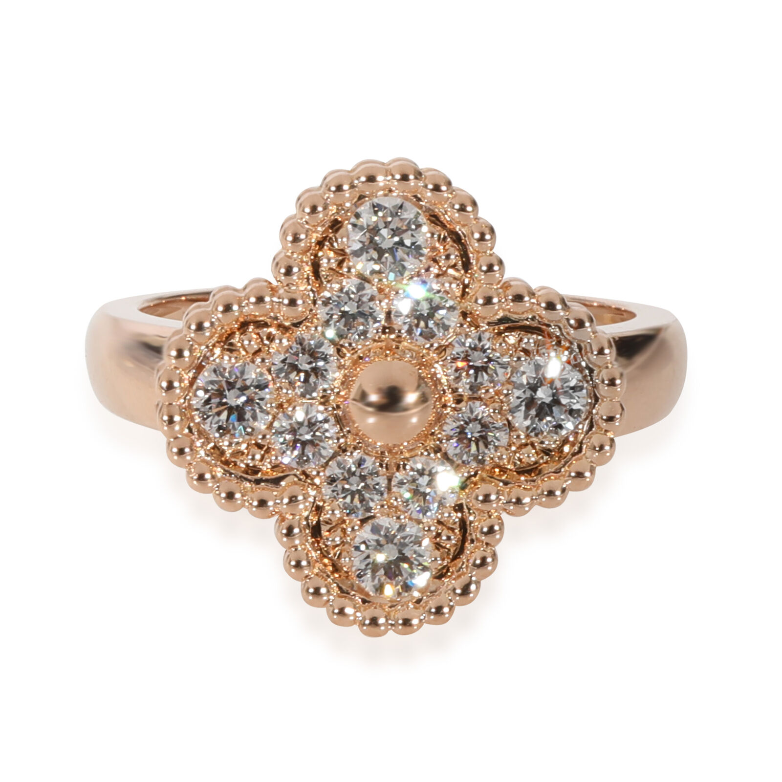 Van Cleef & Arpels Vintage Alhambra Diamond Ring in 18k Rose Gold