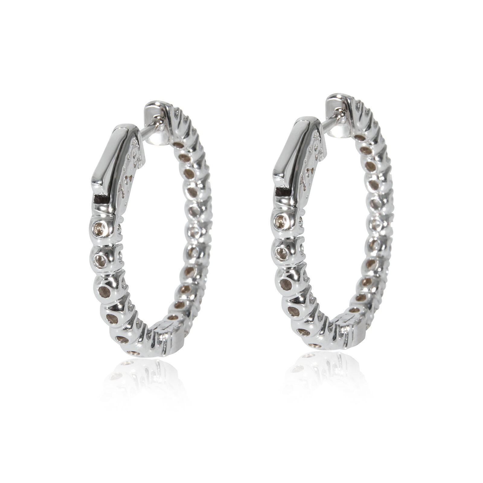 True Diamond In and Out Hoop Earrings in 14K White Gold