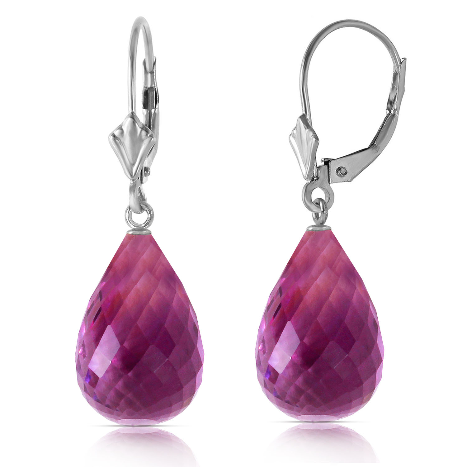 14 CTW 14K Solid White Gold Almost Touching Amethyst Earrings