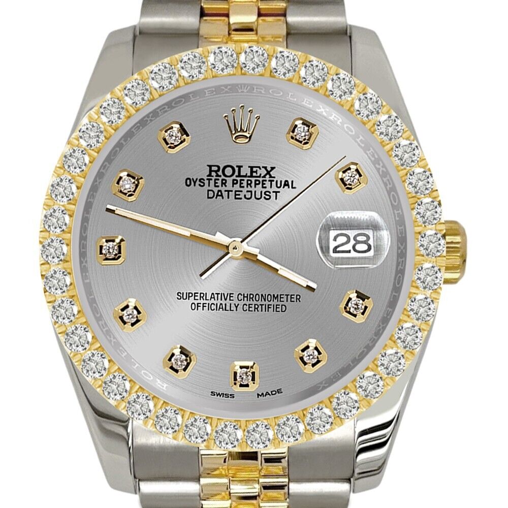 Rolex Datejust  Diamond Bezel/Gray Dial Jubilee Watch