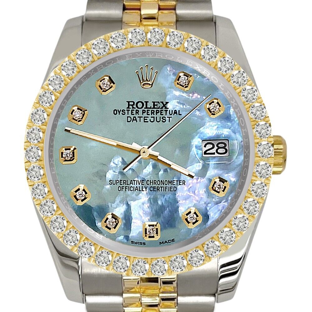 Rolex Datejust   Diamond Bezel/Tahitian Blue Dial Jubilee Watch
