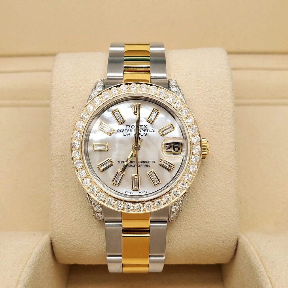 Rolex Datejust 31mm  Diamond Bezel/Case White MOP Diamond Dial Watch