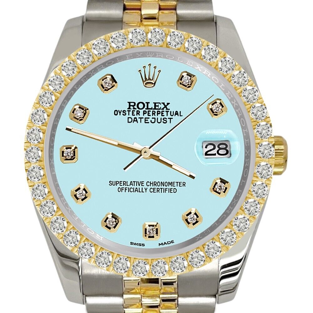 Rolex Datejust   Diamond Bezel/Aqua Blue Dial Jubilee Watch
