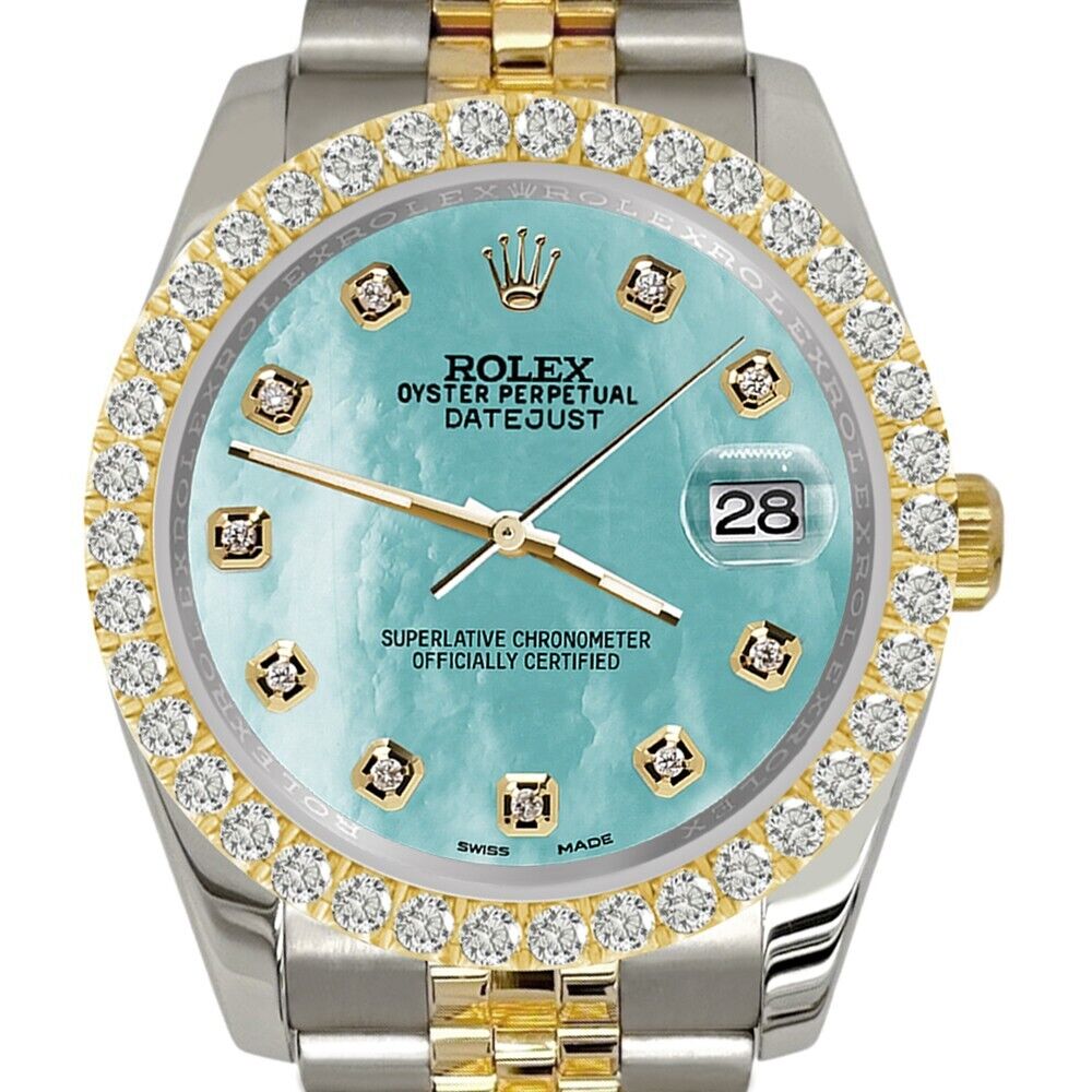 Rolex Datejust   Diamond Bezel/Aquamarine Blue Jubilee Watch