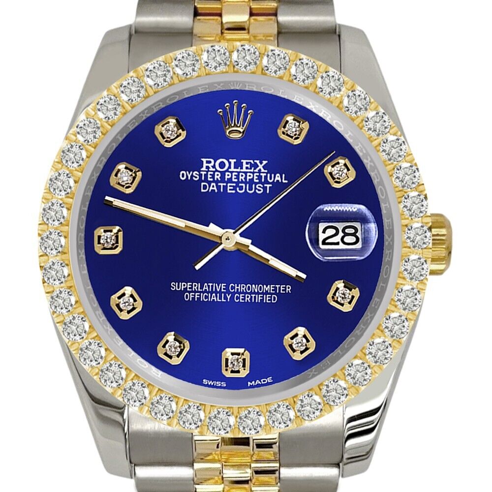 Rolex Datejust   Diamond Bezel/Navy Blue Dial Jubilee Watch