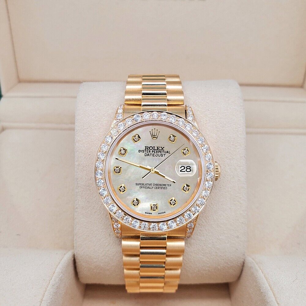 Rolex President Datejust  Diamond Bezel/Lugs/Champagne MOP Dial Watch