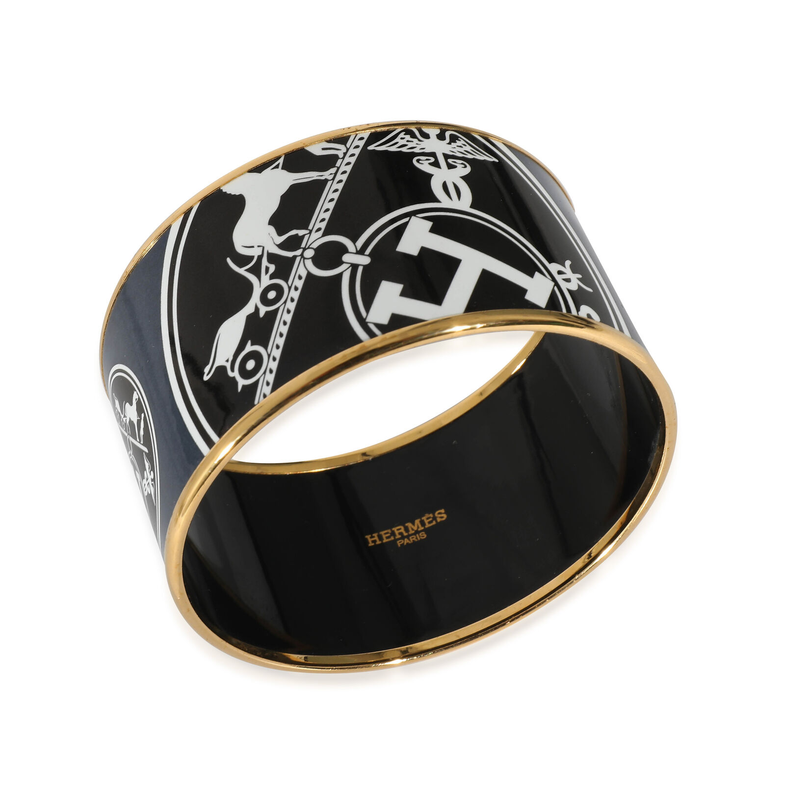 Hermès Confettis D'Ex Libris Gold Plated Extra Wide Enamel