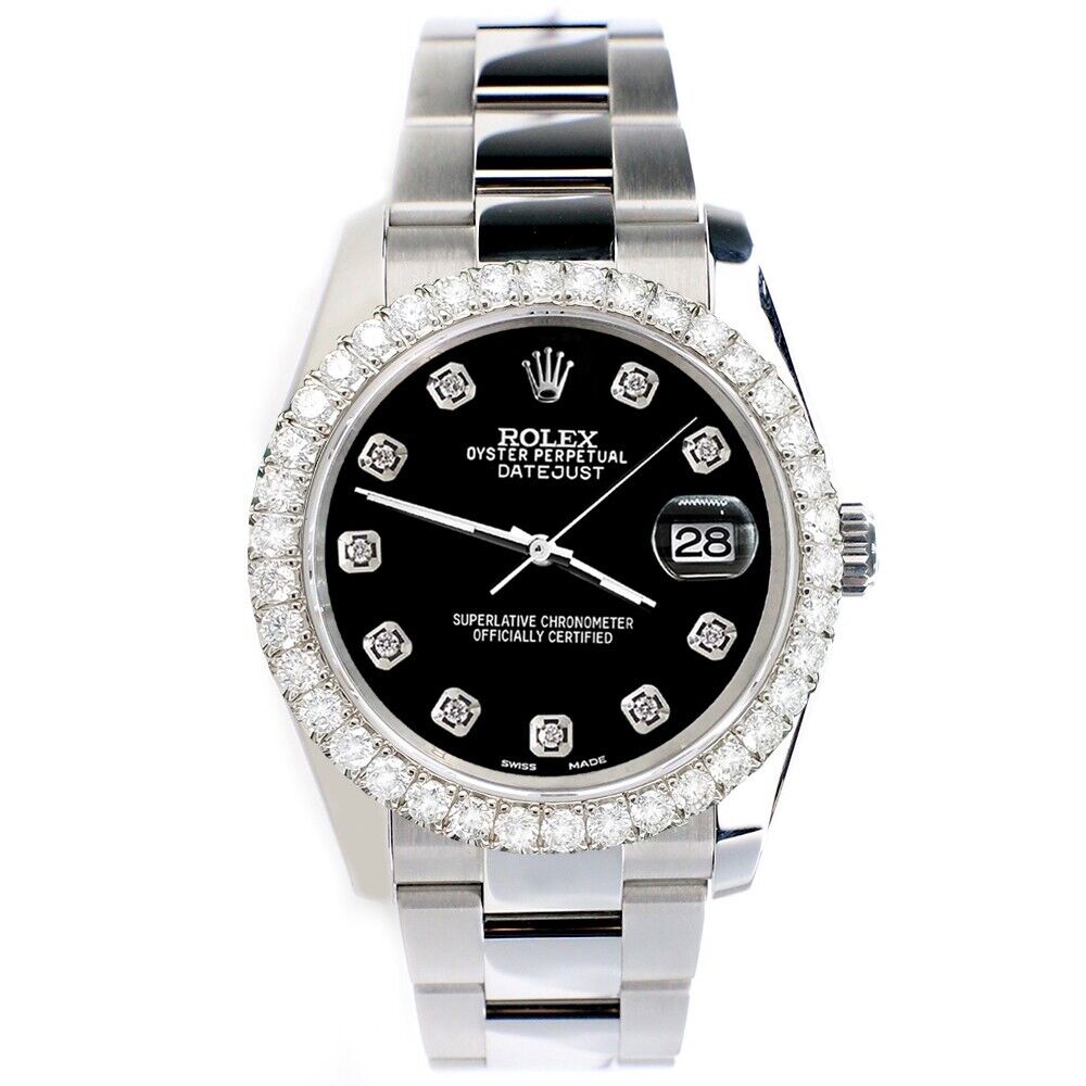 Rolex Datejust Diamond Bezel/Black Diamond Dial Steel Watch
