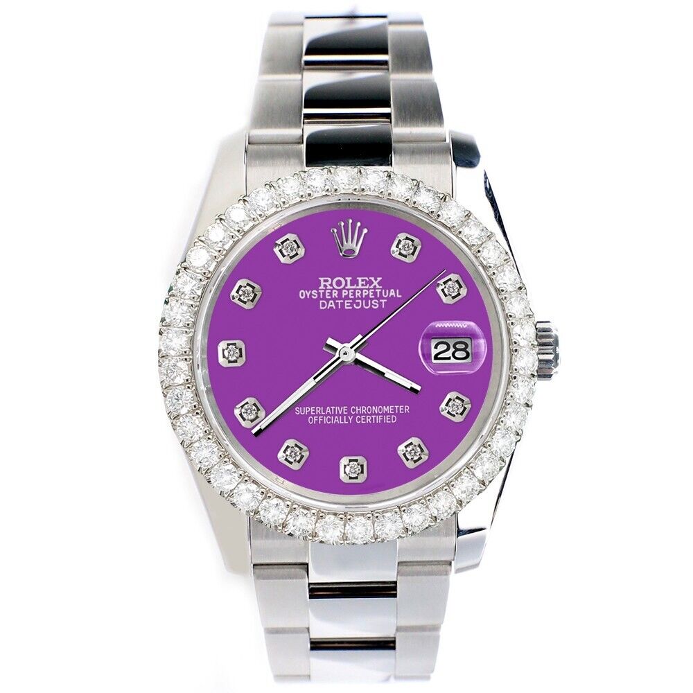 Rolex Datejust   Diamond Bezel/Sangria Diamond Dial Steel Watch