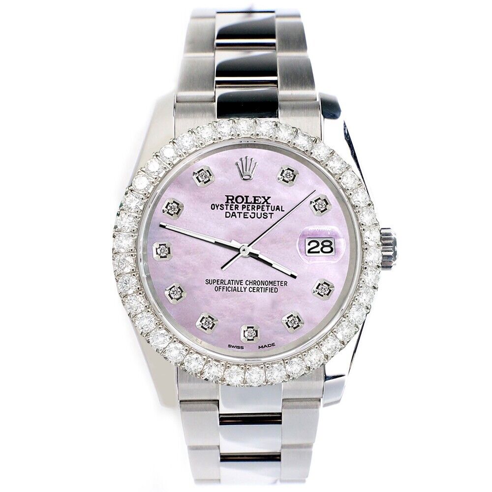 Rolex Datejust   Diamond Bezel/Pink Pearl Diamond Dial Watch