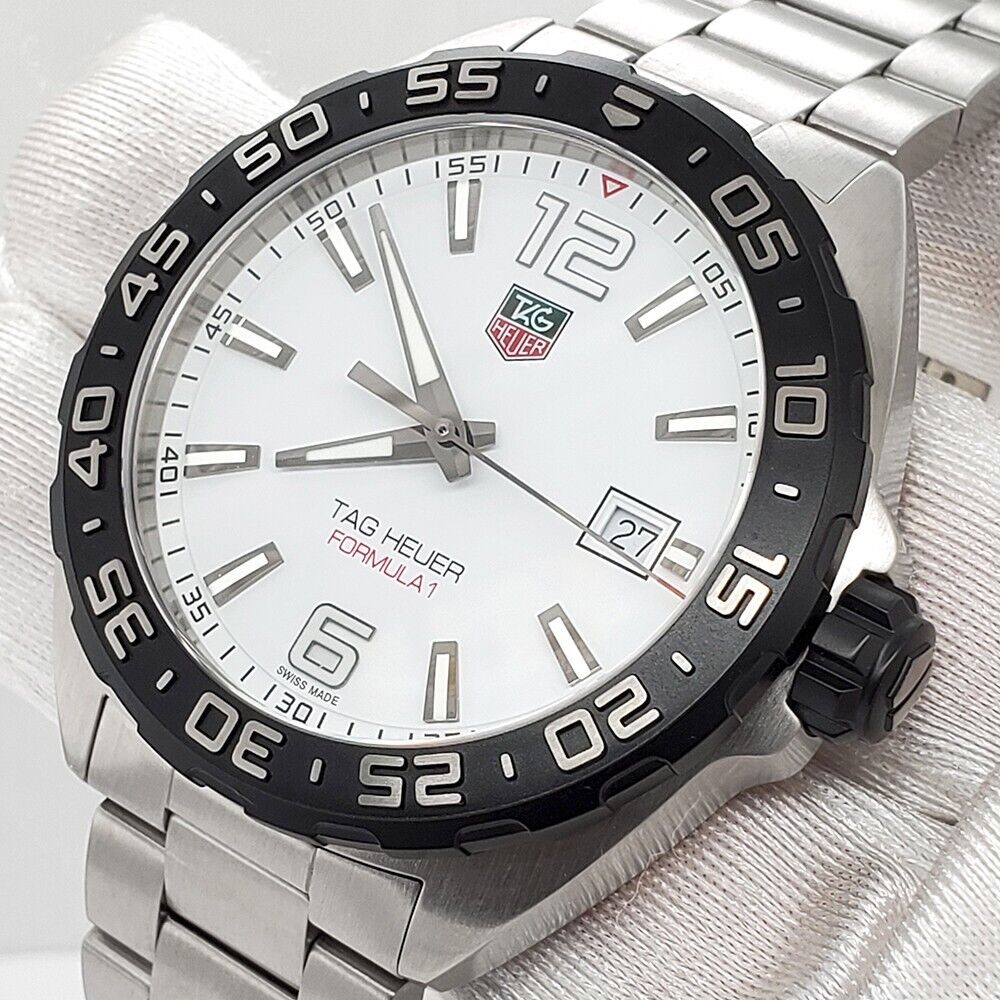 Tag Heuer Formula 1 Date Quartz 41mm White Dial Steel Watch 
