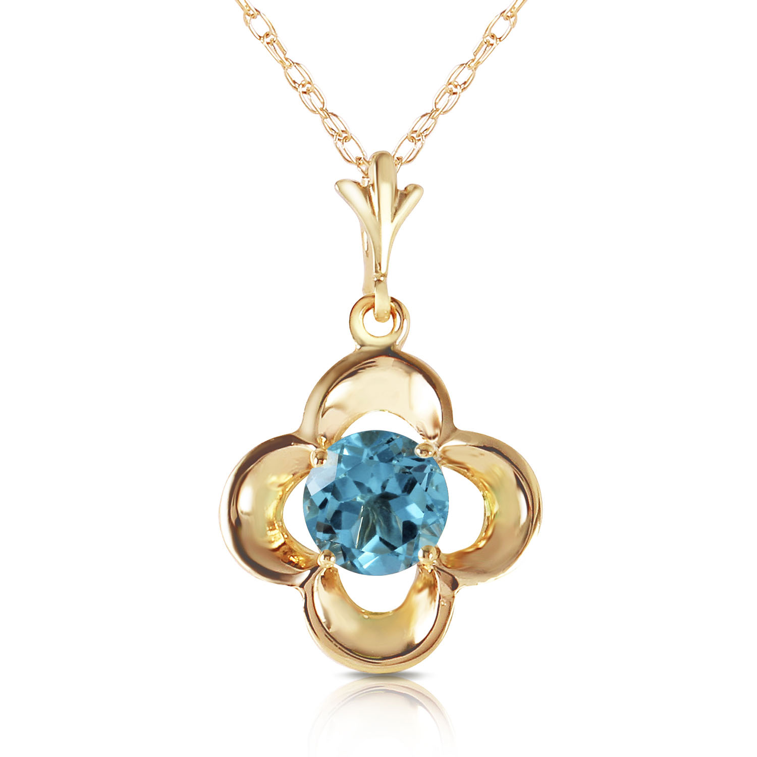 0.55 CTW 14K Solid Gold Ladies Who Lunch Blue Topaz Necklace
