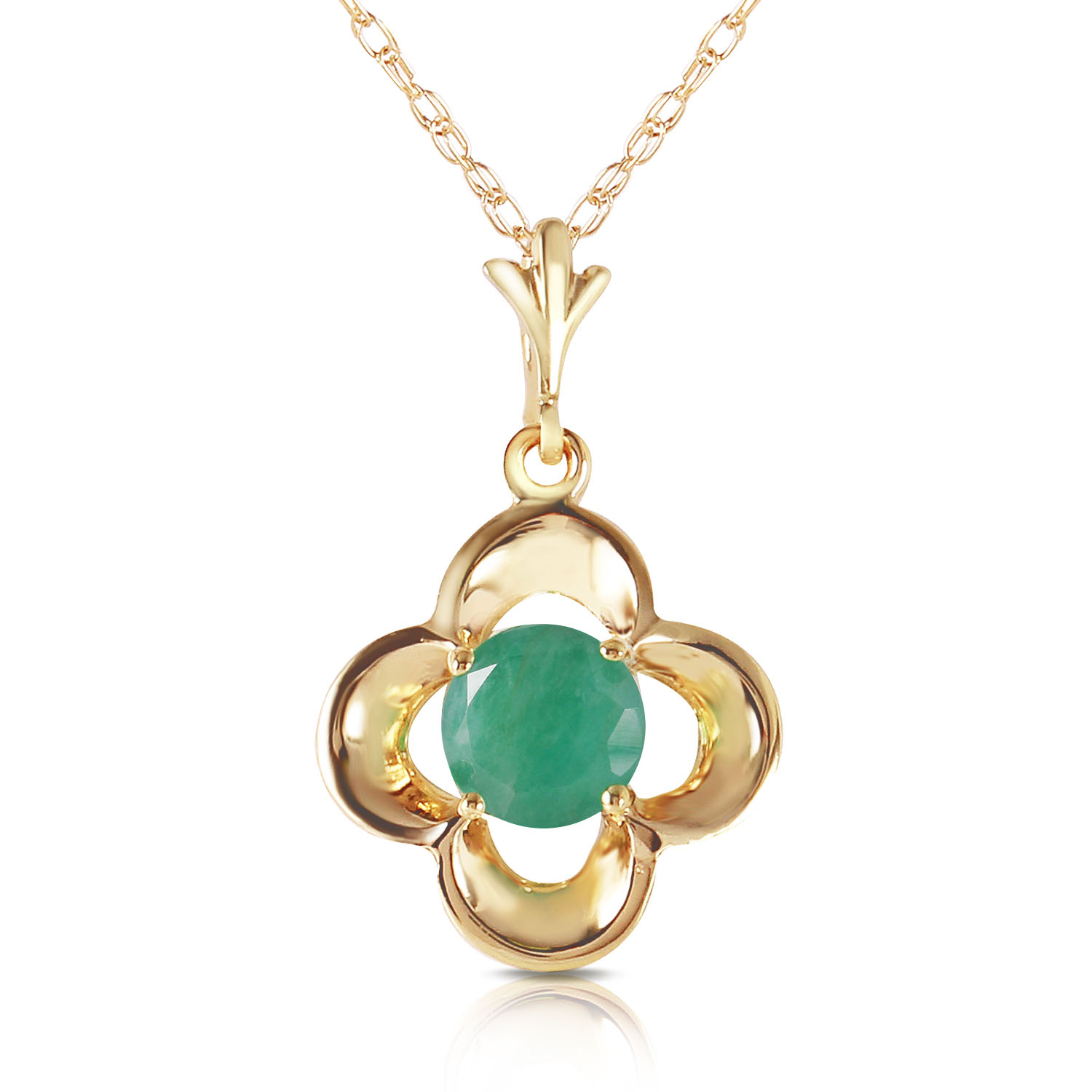 0.55 CTW 14K Solid Gold Everything Flows Emerald Necklace