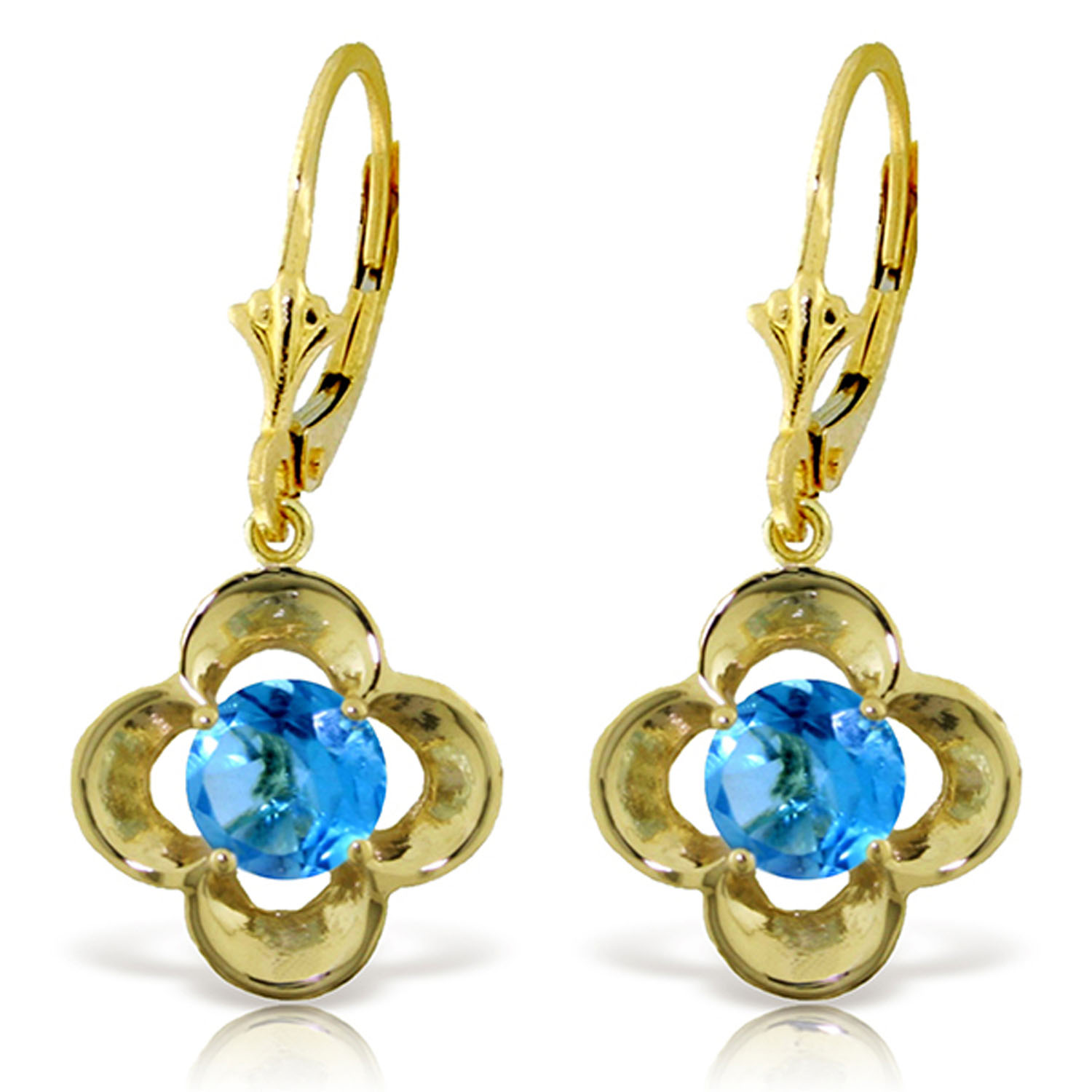 1.1 CTW 14K Solid Gold Sibylline Blue Topaz Earrings