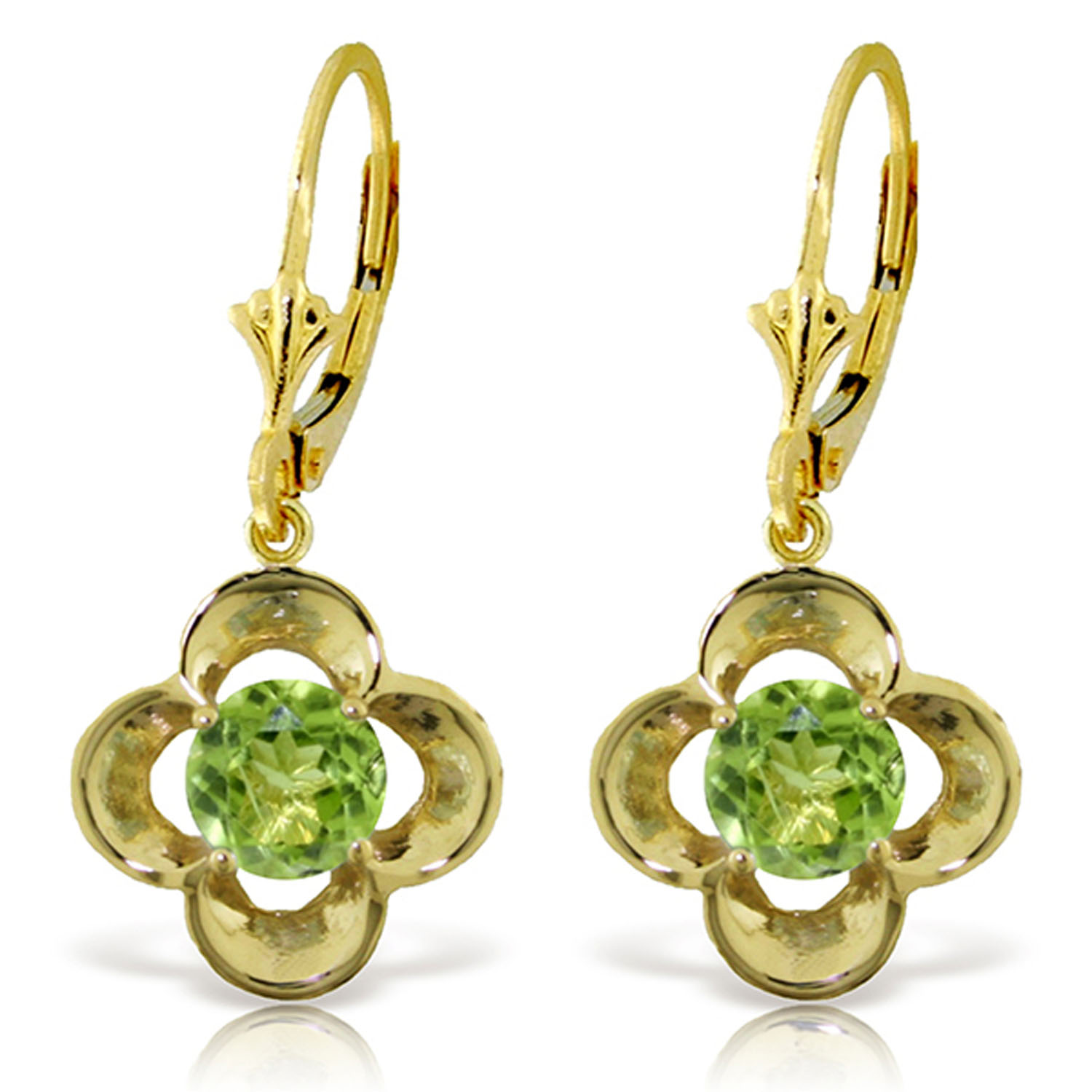 1.1 CTW 14K Solid Gold Adriatic Sea Peridot Earrings