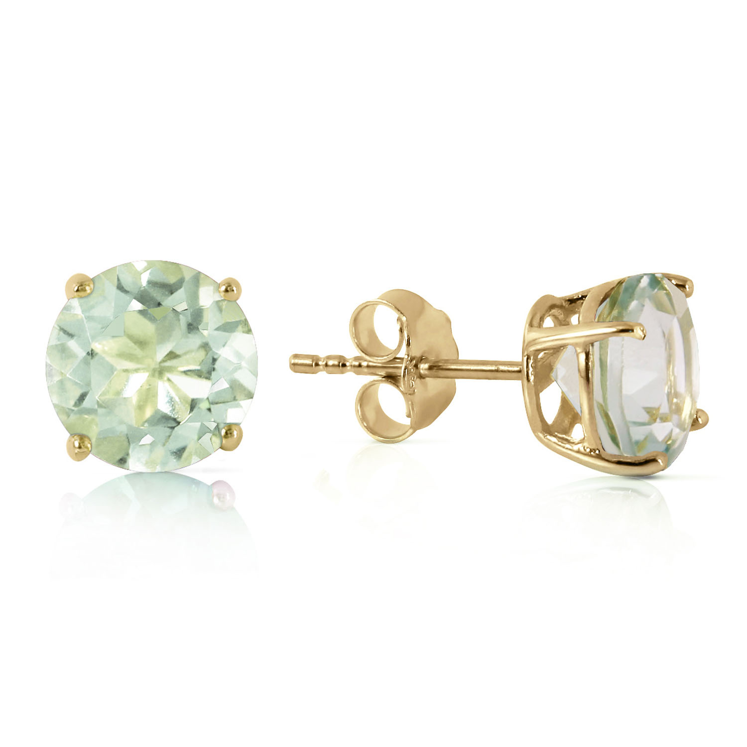 3.1 CTW 14K Solid Gold Stud Earrings Natural Green Amethyst