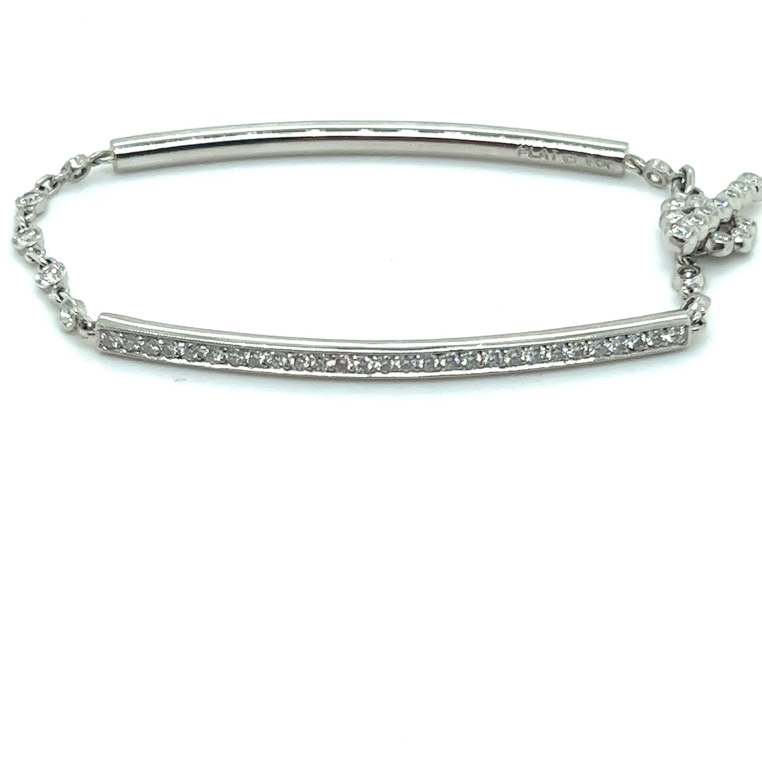 Erica Courtney Platinum and Diamond Double Bar Bracelet