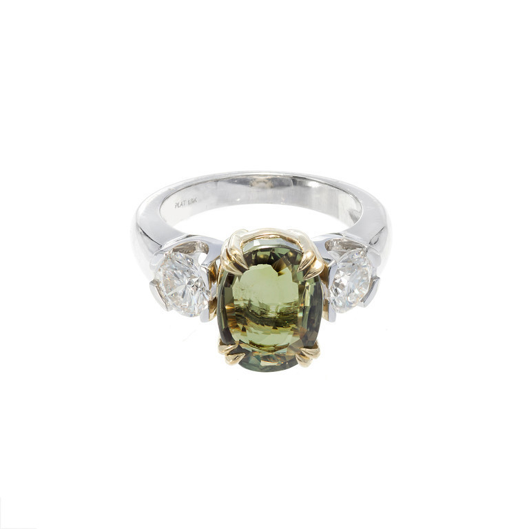 Platinum with 5.40ct Alexandrite and 1.31ct Diamond Ring Size 6.5