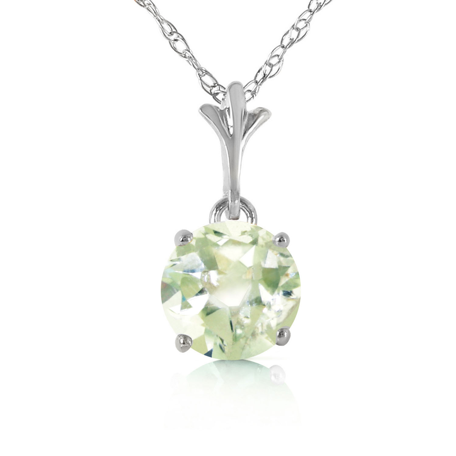 1.15 CTW 14K Solid White Gold Enter Together Green Amethyst Necklace