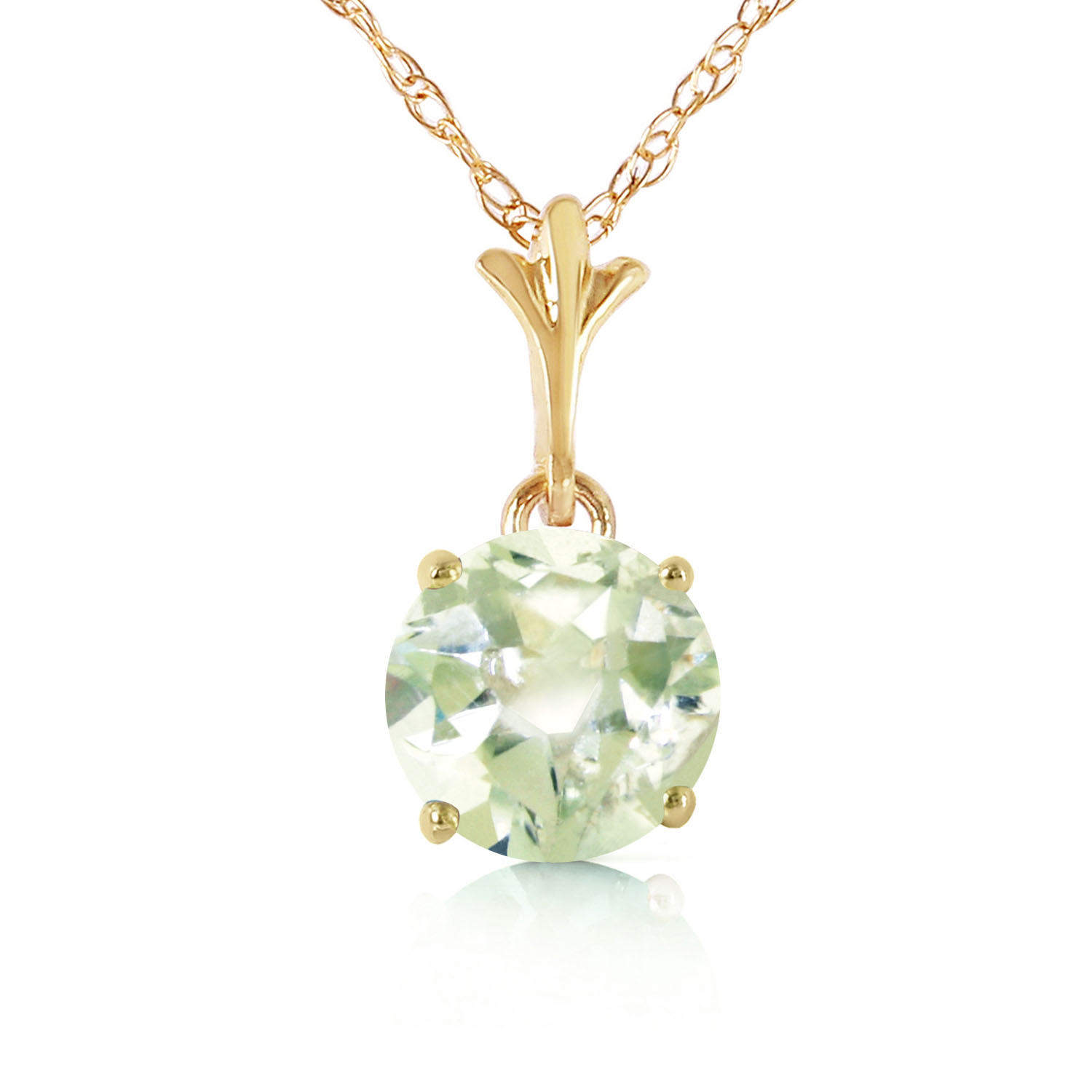 1.15 CTW 14K Solid Gold Sunday Morning Green Amethyst Necklace