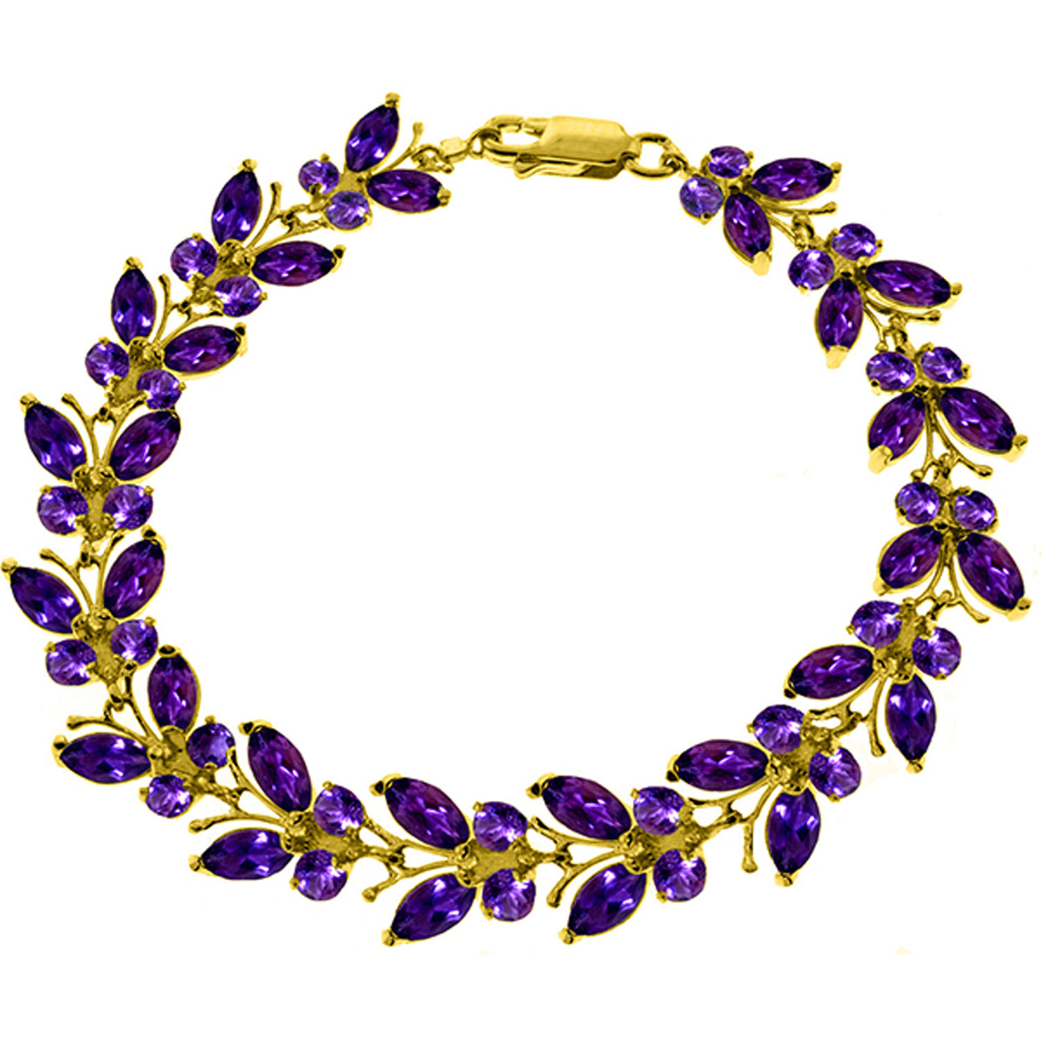16.5 CTW 14K Solid Gold Butterfly Bracelet Amethyst