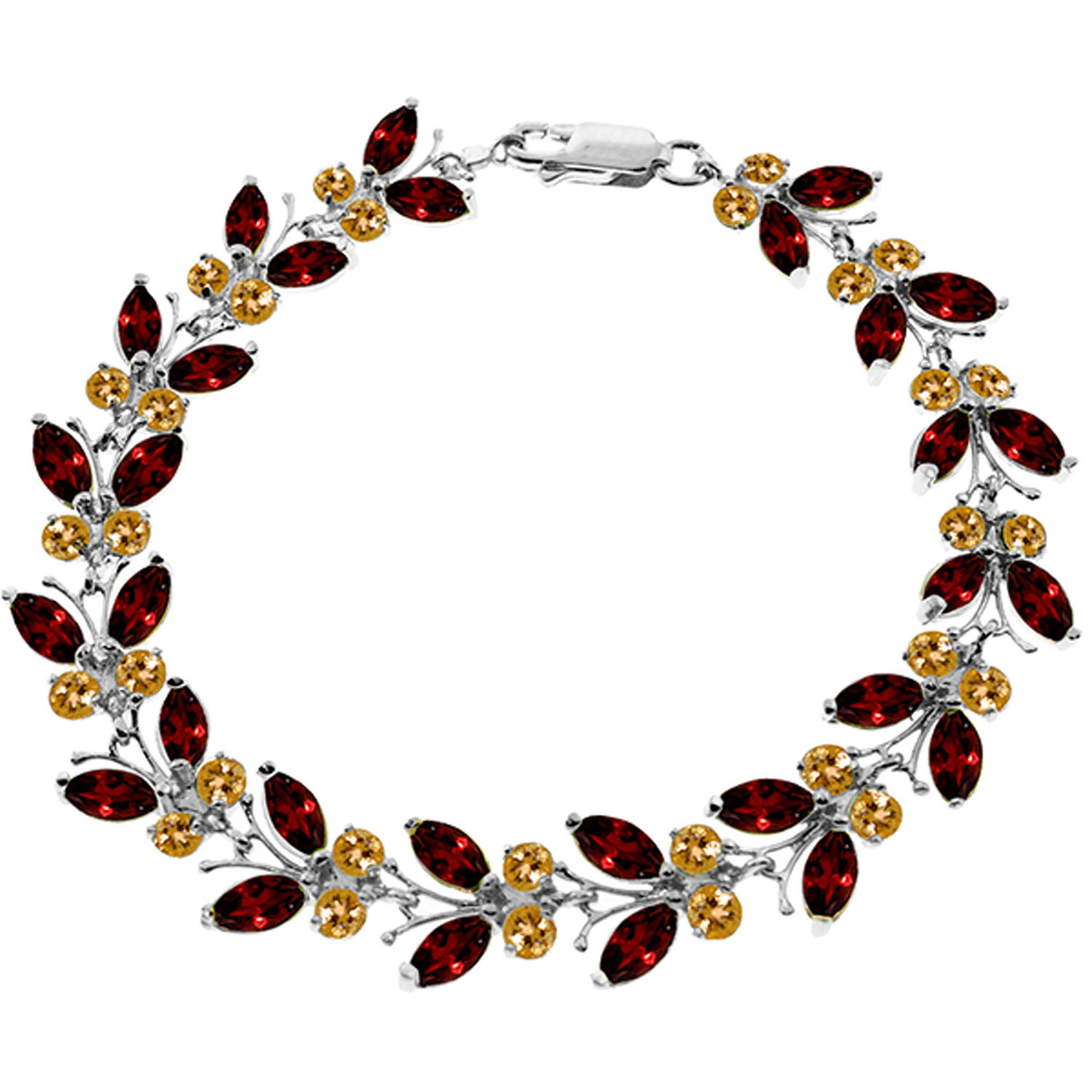 16.5 CTW 14K Solid White Gold Butterfly Bracelet Garnet Citrine