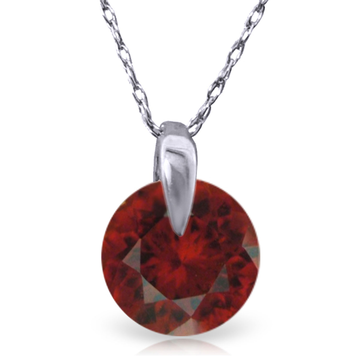 1 CTW 14K Solid White Gold Don't Rush Love Garnet Necklace