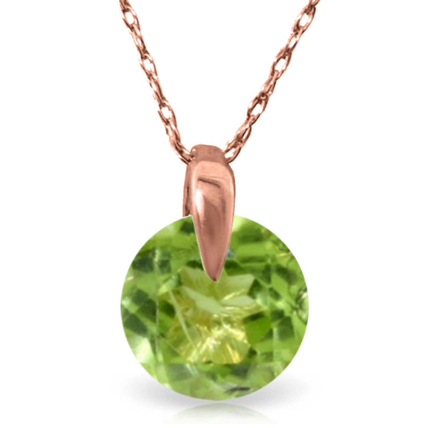 1 CTW 14K Solid Rose Gold Necklace Natural Peridot