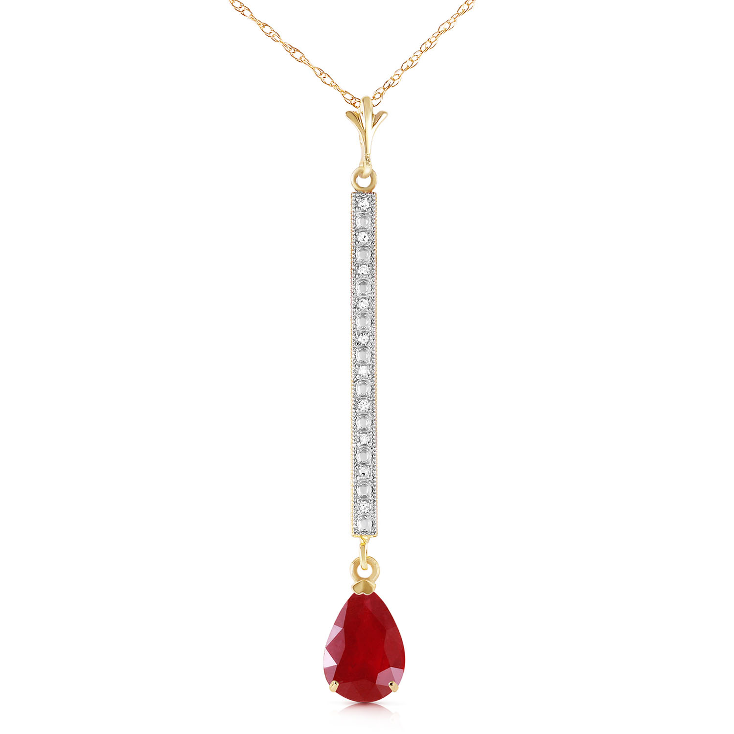 1.8 CTW 14K Solid Gold Necklace Diamond Ruby