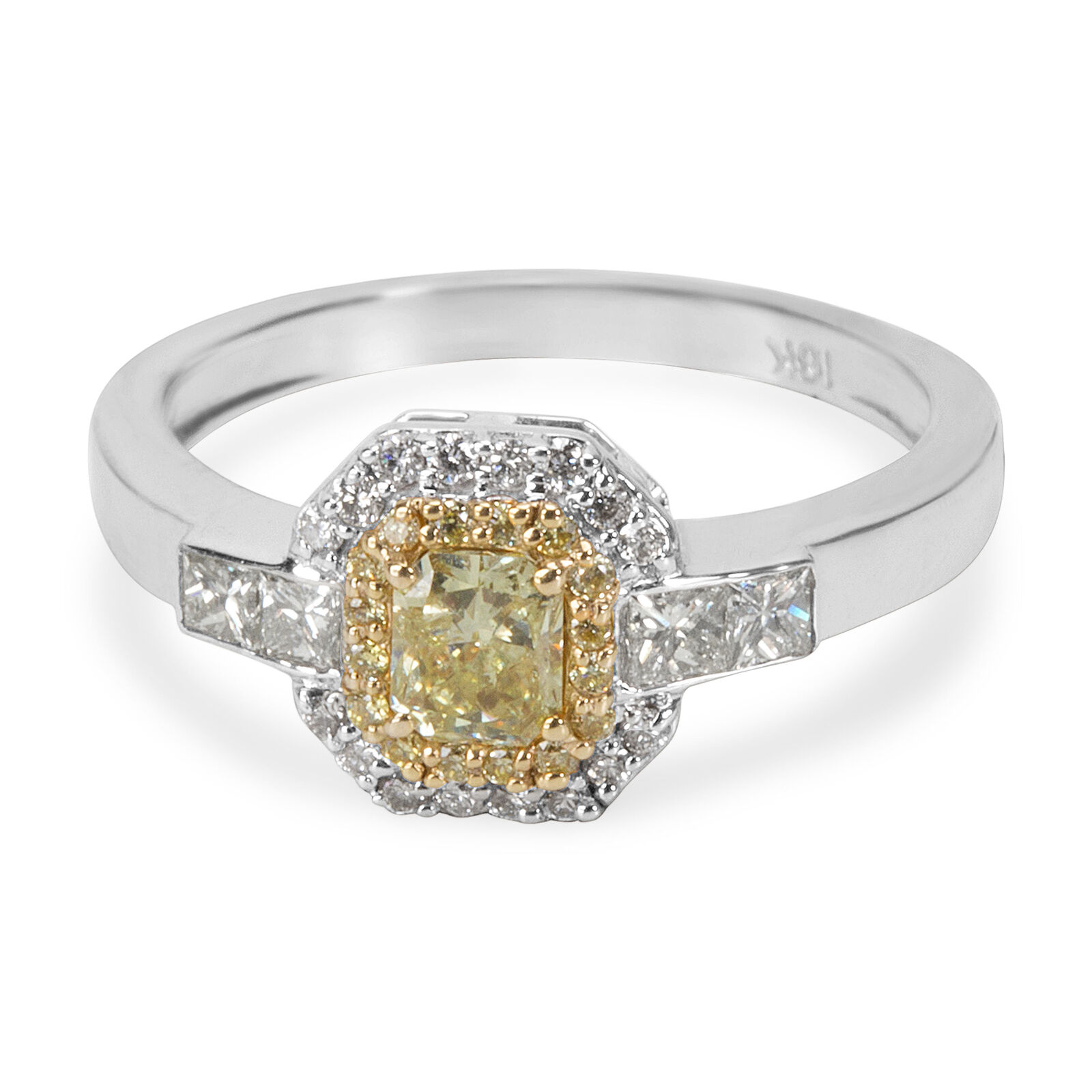Yellow Diamond Halo Ring in 18KT Yellow Gold