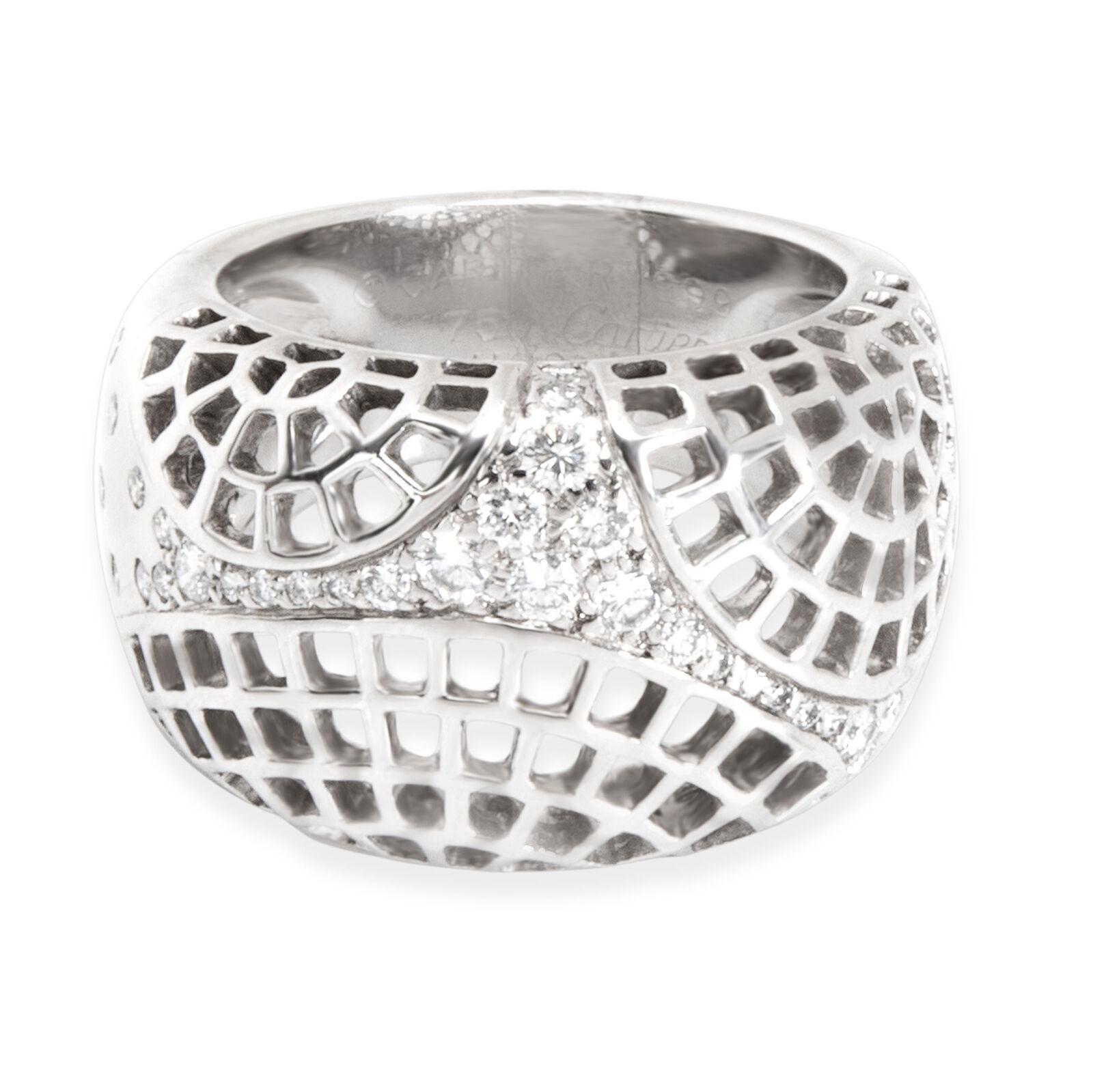 Cartier Broiderie Diamond Dome Ring in 18K White Gold