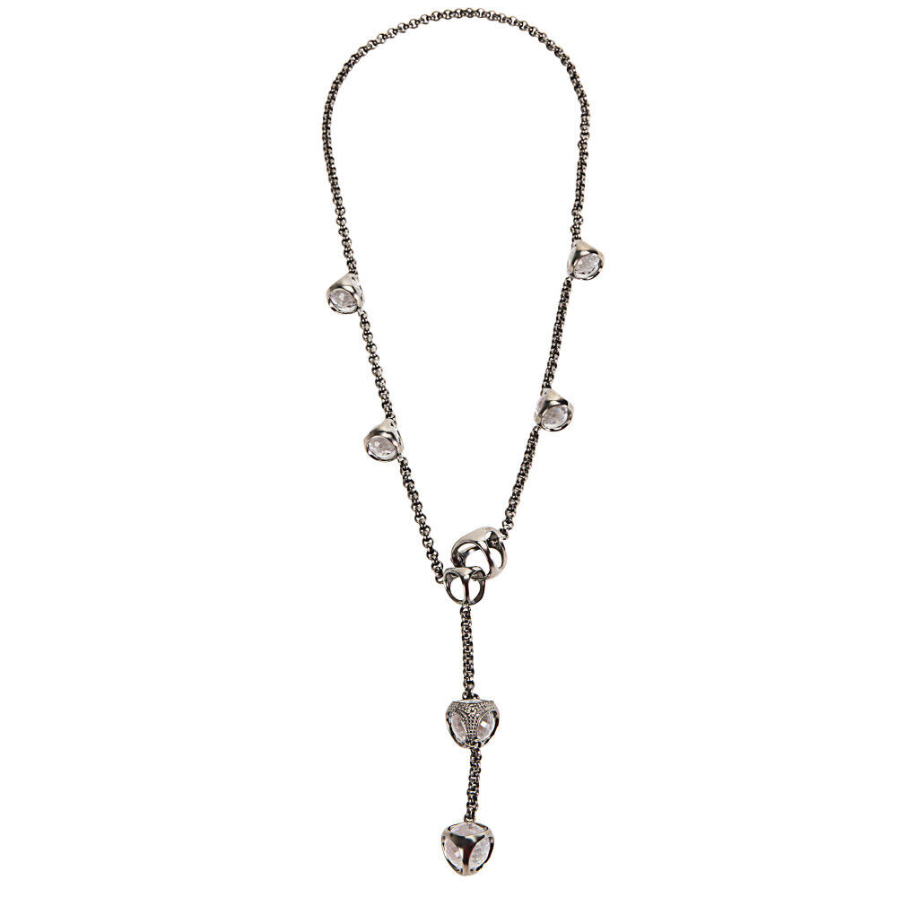 Di Modolo Rock Crystal Lariat Necklace in Black Rhodium Plated Silver MSRP