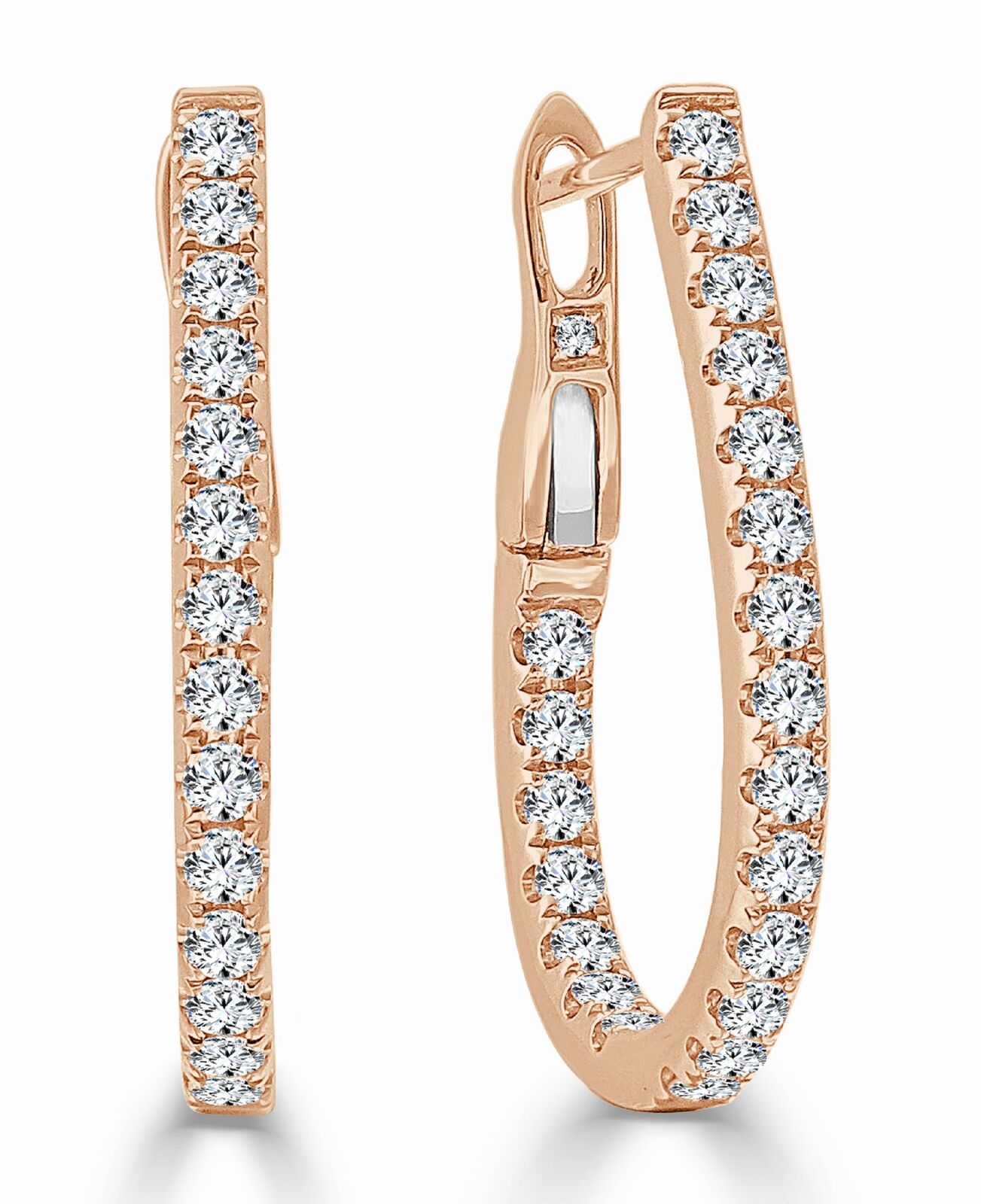 True Diamond Pear Shape Inside Out Hoop Earrings in 14KT Rose Gold
