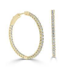 True 14k Gold  Diamond Flexible Hoops 1.25''