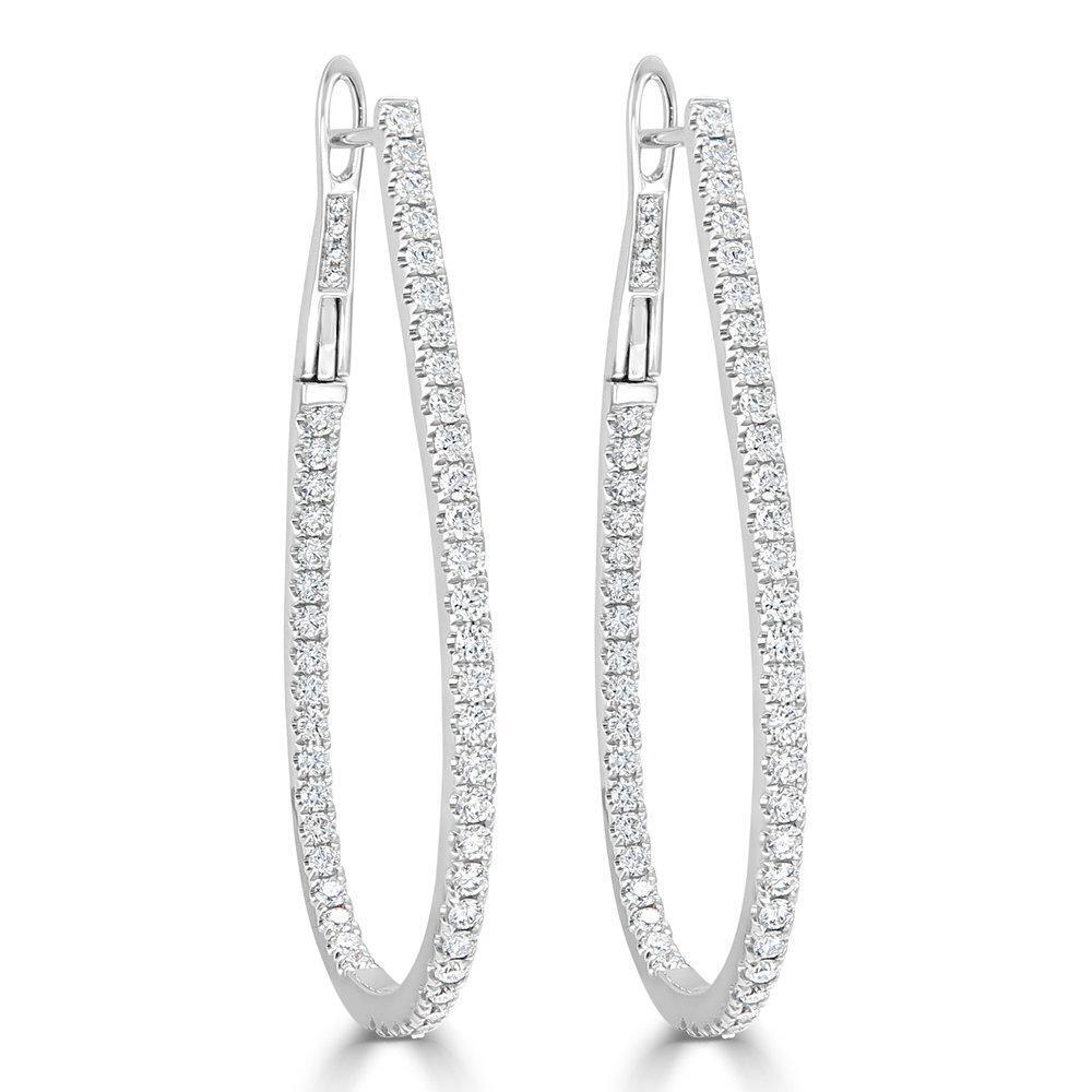 True Inside Out Diamond Hoop Earrings in 14KT White Gold