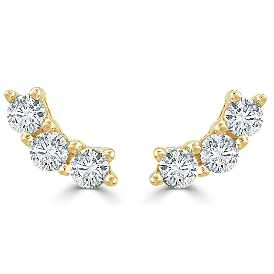 True 14k Yellow Gold  Diamond Stud Earrings