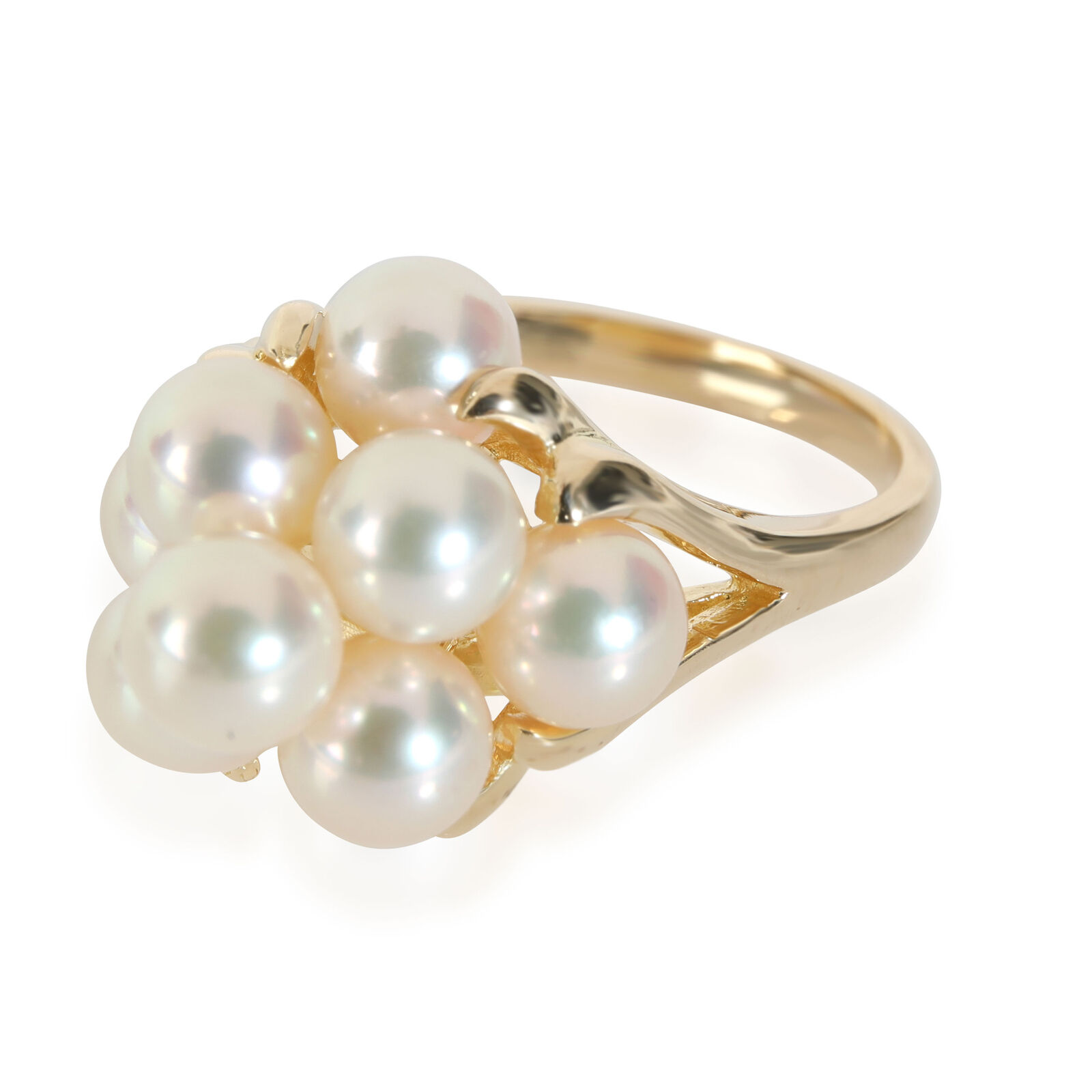 Mikimoto Vintage Cluster Pearl Ring in 18k Yellow Gold