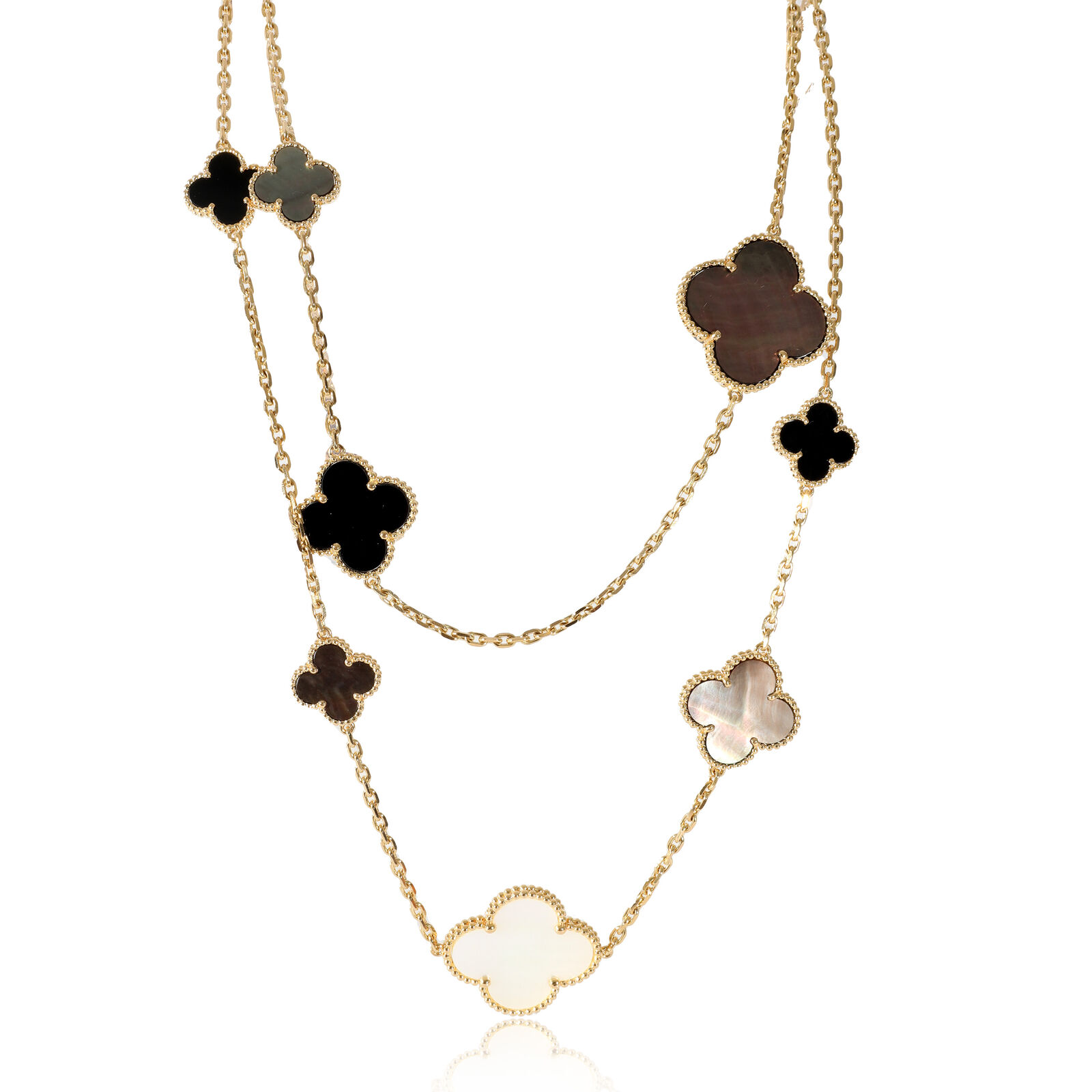 Van Cleef & Arpels Magic Alhambra Mother of Pearl Necklace in 18K Yellow Gold