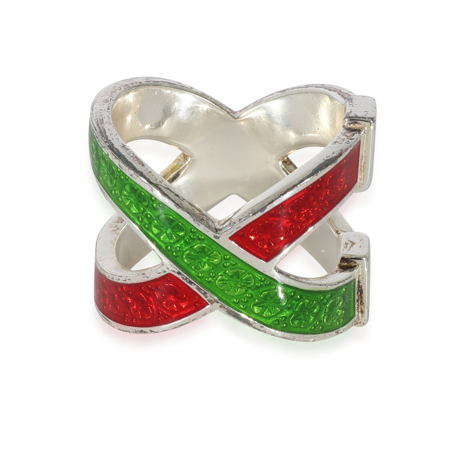Gucci Crossover Enamel Ring in  Sterling Silver